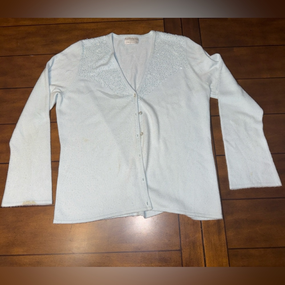 Two piece top and Women's light blue Button-Up Sweater